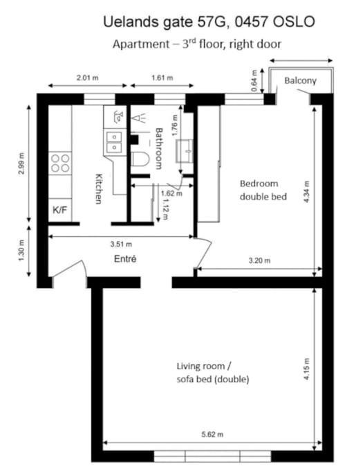 Appartement Popular Area, Central, 55m2, 1-4 Guests Oslo